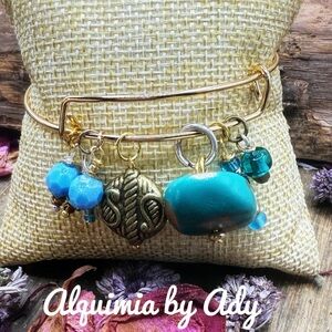 Alquimia Turquoise and Gold Charm Bracelet